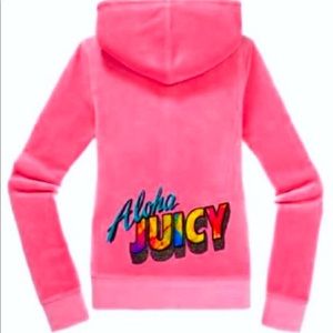 💕🍡👑Juicy Couture® 📍Y2K📍Aloha Velour Tracksuit Hoodie👑💕🍡⚜️🚩Y2K🚩⚜️